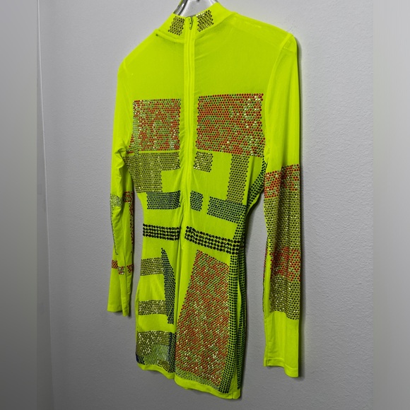 DOLLS KILL Neon Yellow Embellished Romper Women’s Sz L - Picture 5 of 9